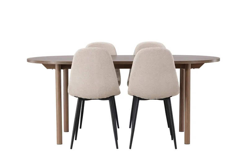 Andy Matgrupp 180 cm Oval med 4 Polar stolar, Beige