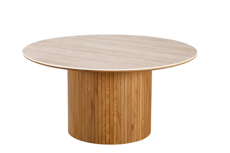 Arvo Matbord Rund 150 cm Travertin, Ek