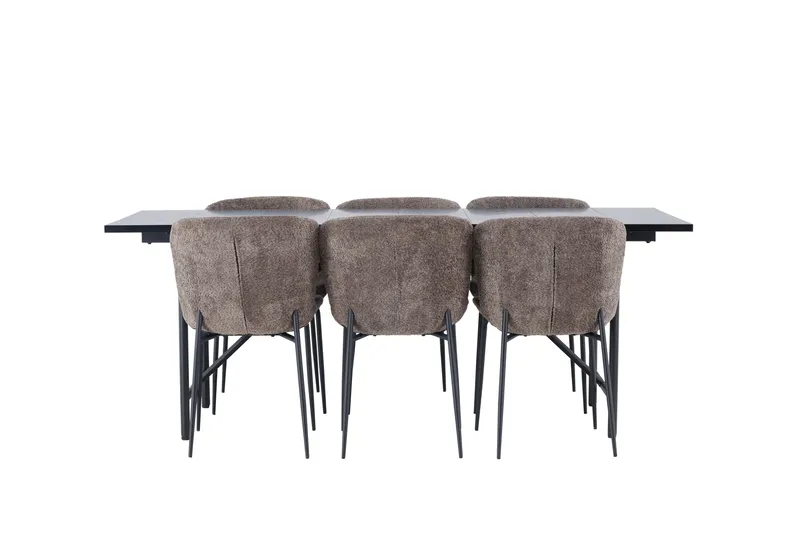 Astrid Matgrupp 200 cm Rektangulär med 6 Modesto stolar, Svart