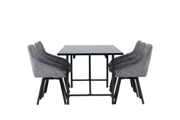 Astrid Matgrupp 200 cm Rektangulär med 6 Rosie stolar - Svart - Products - Möbler - Bord & matgrupp - Matgrupp