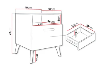 Akihiko Sängbord 40 cm - Cashmere - Products - Möbler - Bord & matgrupp - Avlastningsbord & sidobord - Sängbord & nattduksbord