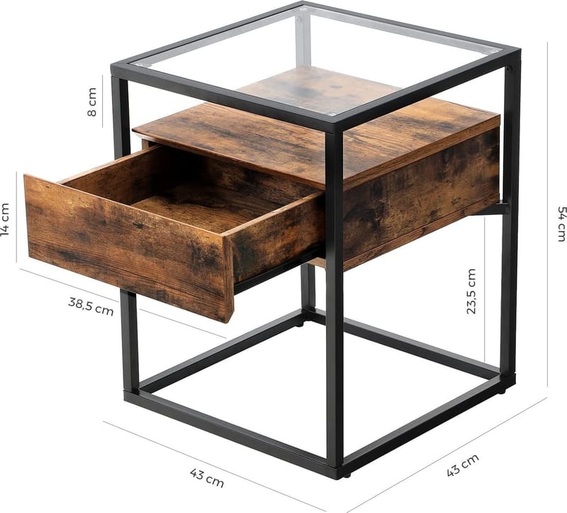 Eddie sidobord 43 x 43 cm - Brun/svart - Brun/svart - Products - Möbler - Bord & matgrupp - Avlastningsbord & sidobord - Brickbord & småbord
