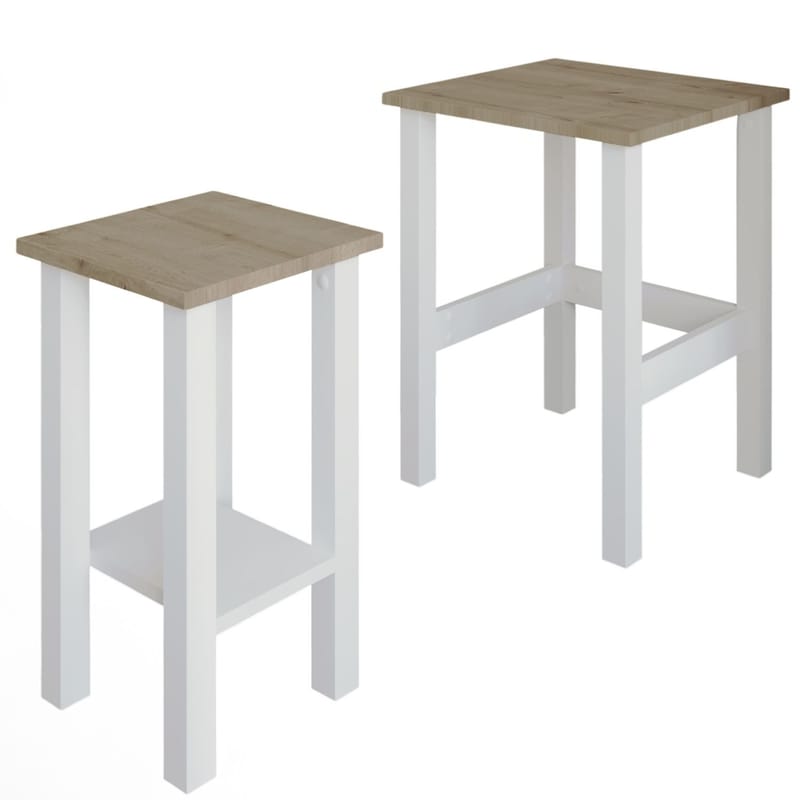 Ginallie Sidobord set 45x60 cm, Vit och Sapphire Oak