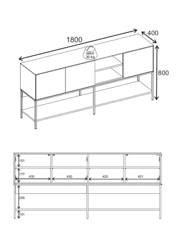Kenvor Konsol 180x80x40 cm - Milano Walnut, Wood Black, Black - Products - Möbler - Bord & matgrupp - Avlastningsbord & sidobord - Konsolbord & hallbord