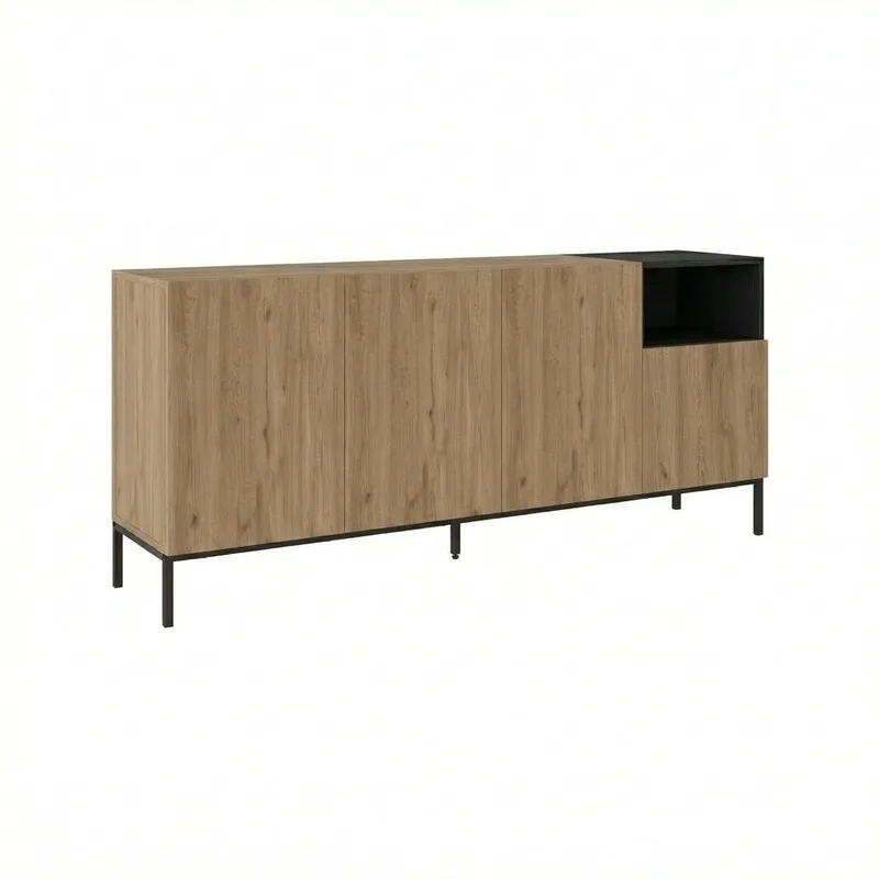 Morlen Konsol 180x80x41,8 cm - Natural Oak, Wood Black, Sandstone - Products - Möbler - Bord & matgrupp - Avlastningsbord & sidobord - Konsolbord & hallbord
