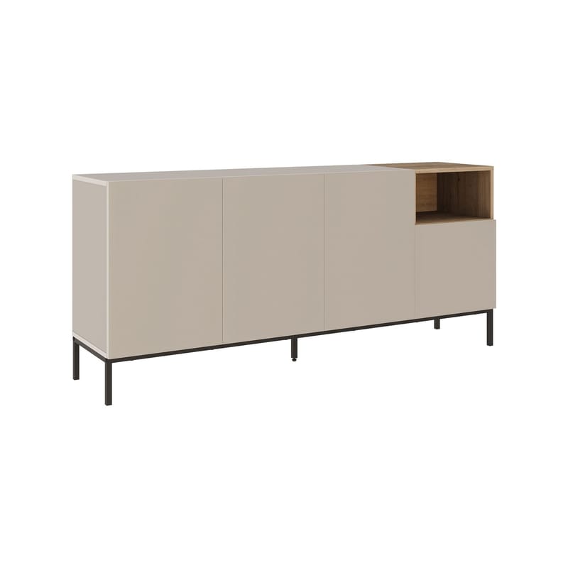 Morlen Konsol 180x80x41,8 cm, Sandstone, Natural Oak, Black