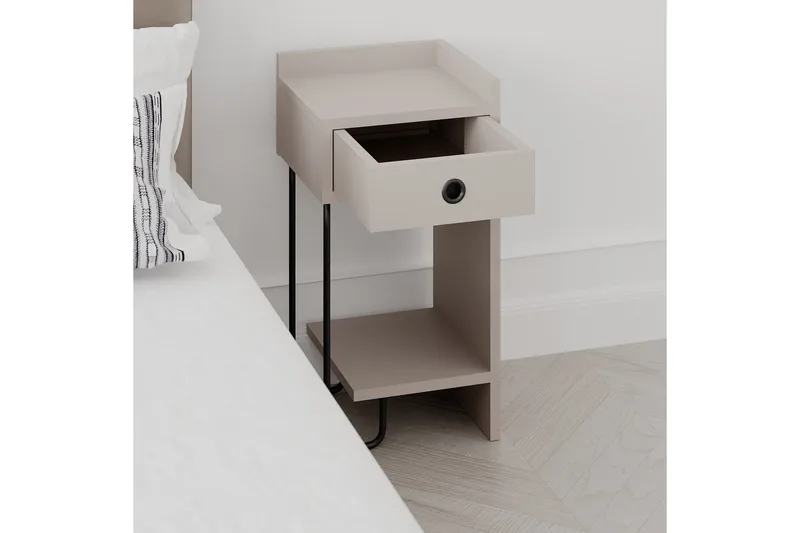 Sirius Sängbord 32x30 cm Ljusbrun - Hanah Home - Products - Möbler - Bord & matgrupp - Avlastningsbord & sidobord - Sängbord & nattduksbord