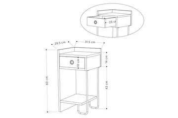 Sirius Sängbord 32x30 cm Ljusbrun - Hanah Home - Products - Möbler - Bord & matgrupp - Avlastningsbord & sidobord - Sängbord & nattduksbord