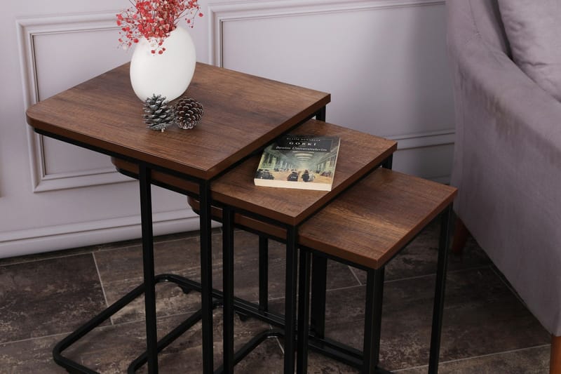Nagako Satsbord Brun/Svart - Hanah Home - Products - Möbler - Bord & matgrupp - Avlastningsbord & sidobord - Satsbord