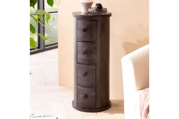 Sideboard Wohnling Runt massivt trä lantlig stil Svart, 4 lådor - Svart, 4 lådor - Products - Möbler - Bord & matgrupp - Avlastningsbord & sidobord - Konsolbord & hallbord