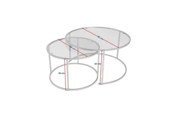 Soffbordset 2 delar Rikiya Svart Transparent - Svart Transparent - Products - Möbler - Bord & matgrupp - Avlastningsbord & sidobord - Satsbord