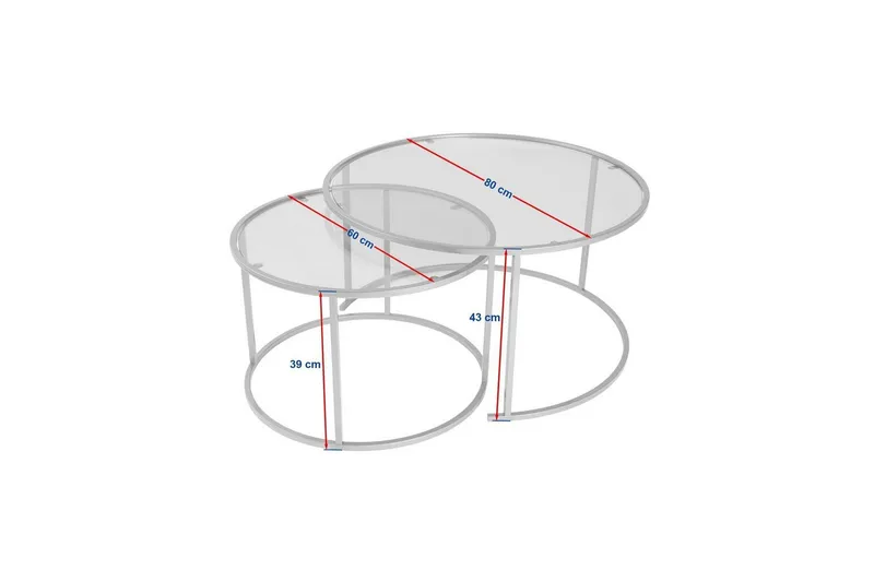 Soffbordset 2 delar Rikiya Svart Transparent - Svart Transparent - Products - Möbler - Bord & matgrupp - Avlastningsbord & sidobord - Satsbord