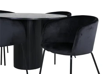 Bianca Matgrupp 110 cm Rund med 4 Berit stolar - Svart - Products - Möbler - Bord & matgrupp - Matgrupp