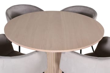 Bianca Matgrupp 110 cm Rund med 4 Berit stolar - Whitewash/Grå - Products - Möbler - Bord & matgrupp - Matgrupp