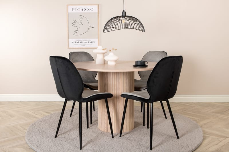 Bianca Matgrupp 110 cm Rund med 4 Emma stolar - Svart - Products - Möbler - Bord & matgrupp - Matgrupp