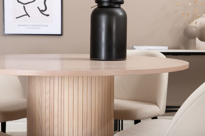 Bianca Matgrupp 110 cm Rund med 4 Velvet stolar - Beige - Products - Möbler - Bord & matgrupp - Matgrupp