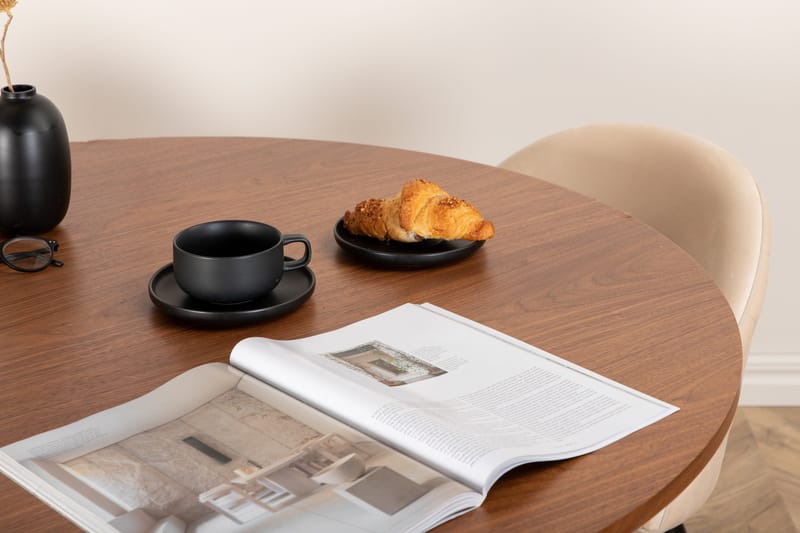 Bianca Matgrupp 110 cm Rund med 4 Velvet stolar - Beige - Products - Möbler - Bord & matgrupp - Matgrupp