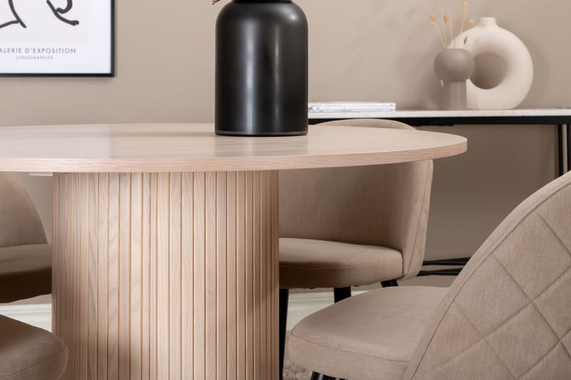 Bianca Matgrupp 110 cm Rund med 4 Velvet stolar - Beige - Products - Möbler - Bord & matgrupp - Matgrupp
