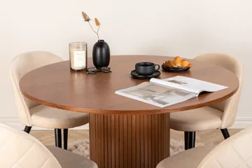 Bianca Matgrupp 110 cm Rund med 4 Velvet stolar - Beige - Products - Möbler - Bord & matgrupp - Matgrupp