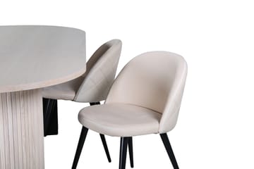 Bianca Matgrupp 200 cm Oval med 4 Velvet stolar - Svart - Products - Möbler - Bord & matgrupp - Matgrupp