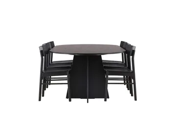 Bootcut Matgrupp + 6 stolar - Svart - Products - Möbler - Bord & matgrupp - Matgrupp