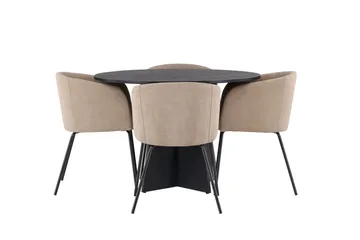 Bootcut Matgrupp 110 cm Rund med 4 Berit stolar - Beige - Products - Möbler - Bord & matgrupp - Matgrupp