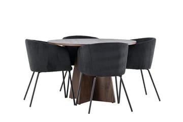 Bootcut Matgrupp 110 cm Rund med 4 Berit stolar - Mocca/Svart - Products - Möbler - Bord & matgrupp - Matgrupp