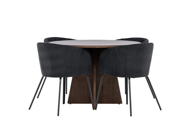Bootcut Matgrupp 110 cm Rund med 4 Berit stolar - Mocca/Svart - Products - Möbler - Bord & matgrupp - Matgrupp