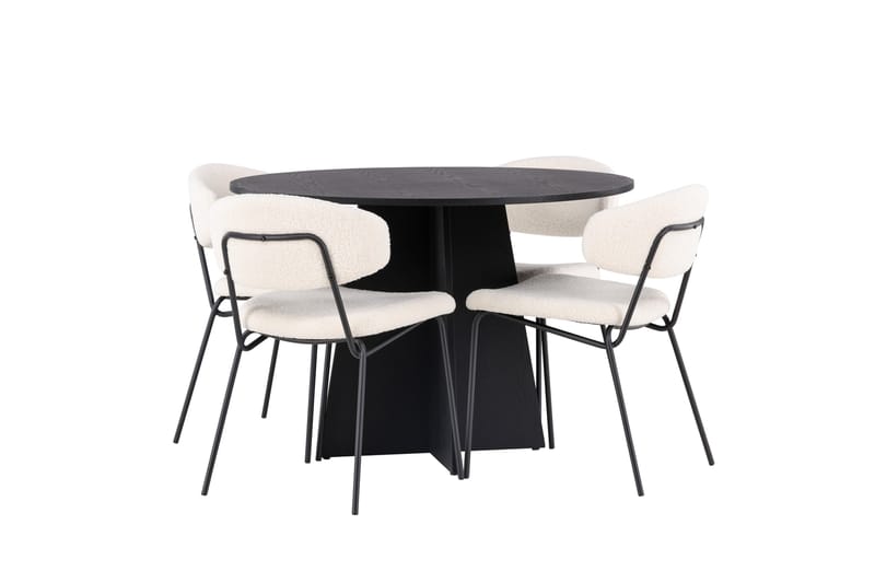 Bootcut Matgrupp 110 cm Rund med 4 Chico Stolar - Svart - Products - Möbler - Bord & matgrupp - Matgrupp