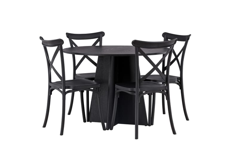 Bootcut Matgrupp 110 cm Rund med 4 Crosett stolar - Svart - Products - Möbler - Bord & matgrupp - Matgrupp