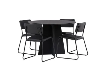 Bootcut Matgrupp 110 cm Rund med 4 Kenth Stolar - Svart - Products - Möbler - Bord & matgrupp - Matgrupp