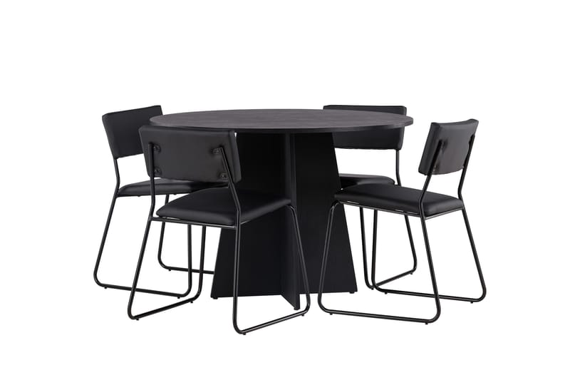 Bootcut Matgrupp 110 cm Rund med 4 Kenth Stolar - Svart - Products - Möbler - Bord & matgrupp - Matgrupp