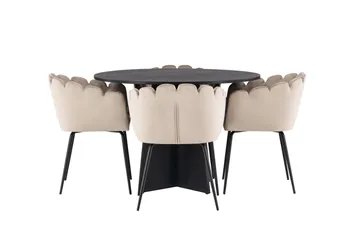 Bootcut Matgrupp 110 cm Rund med 4 Limhamn stolar - Beige - Products - Möbler - Bord & matgrupp - Matgrupp