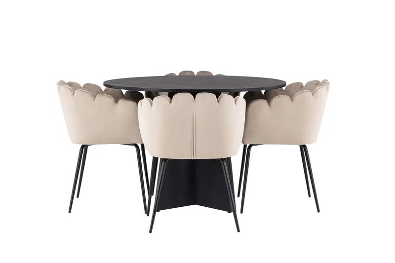 Bootcut Matgrupp 110 cm Rund med 4 Limhamn stolar - Beige - Products - Möbler - Bord & matgrupp - Matgrupp