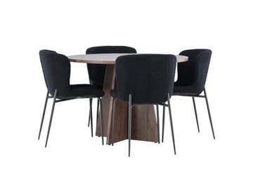 Bootcut Matgrupp 110 cm Rund med 4 Modesto stolar - Mocca/Svart - Products - Möbler - Bord & matgrupp - Matgrupp