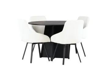 Bootcut Matgrupp 110 cm Rund med 4 Rosie stolar - Beige - Products - Möbler - Bord & matgrupp - Matgrupp