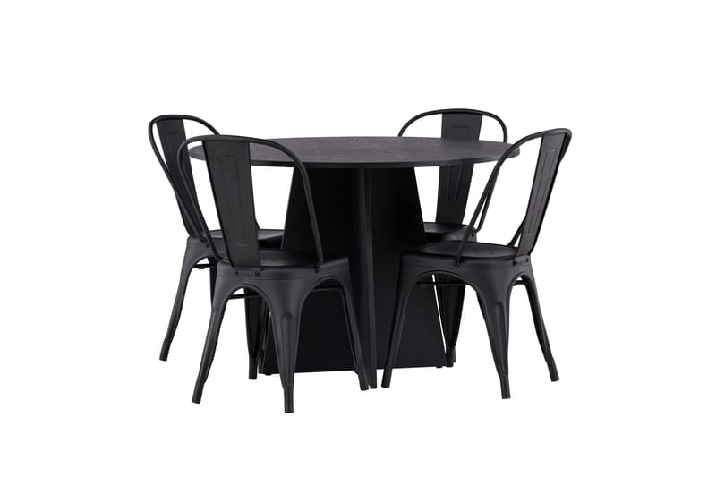 Bootcut Matgrupp 110 cm Rund med 4 Tempe Stolar - Svart - Products - Möbler - Bord & matgrupp - Matgrupp