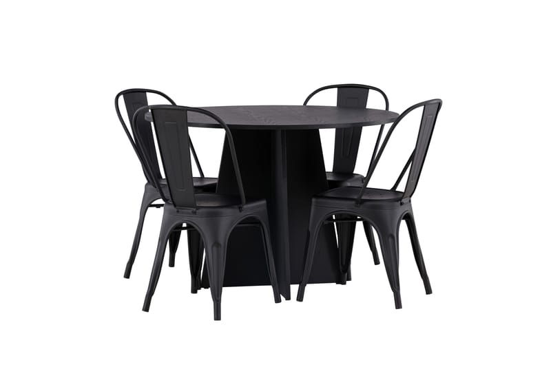 Bootcut Matgrupp 110 cm Rund med 4 Tempe Stolar - Svart - Products - Möbler - Bord & matgrupp - Matgrupp