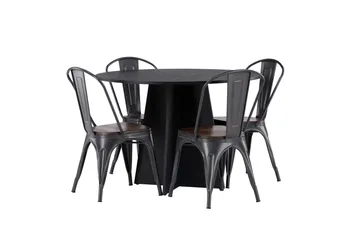 Bootcut Matgrupp 110 cm Rund med 4 Tempe stolar - Svart - Products - Möbler - Bord & matgrupp - Matgrupp