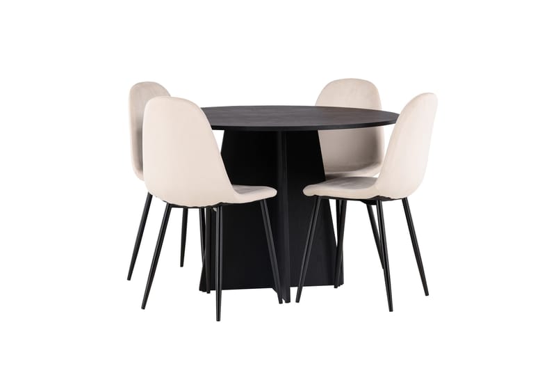 Bootcut Matgrupp 110 cm Rund med 4 Polar stolar - Beige - Products - Möbler - Bord & matgrupp - Matgrupp