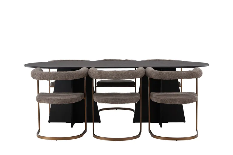 Bootcut Matgrupp 230 cm Oval med 6 Morning stolar, Brun