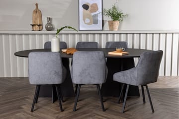 Bootcut Matgrupp 230 cm Oval med 6 Rosie stolar - Svart - Products - Möbler - Bord & matgrupp - Matgrupp