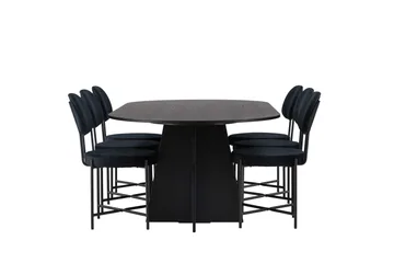 Bootcut Matgrupp 230 cm Oval med 6 Stella stolar - Svart - Products - Möbler - Bord & matgrupp - Matgrupp