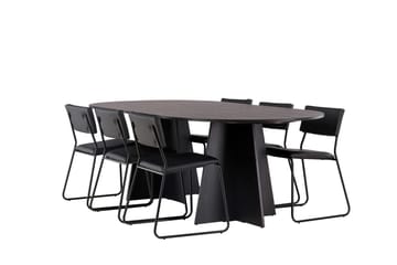 Bootcut Matgrupp 230 cm Rektangulär med 6 Kenth Stolar - Svart - Products - Möbler - Bord & matgrupp - Matgrupp