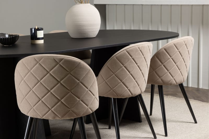 Bootcut Matgrupp 230 cm Rektangulär med 6 Velvet stolar - Beige - Products - Möbler - Bord & matgrupp - Matgrupp