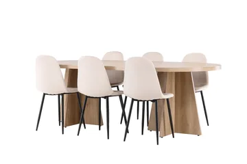 Bootcut Matgrupp 230 cm Rektangulär med 6 Polar stolar - Whitewash/Beige - Products - Möbler - Bord & matgrupp - Matgrupp