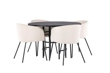 Copenhagen Matgrupp 115 cm Rund med 4 Berit stolar - Beige - Products - Möbler - Bord & matgrupp - Matgrupp