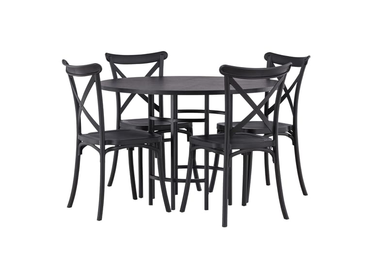 Copenhagen Matgrupp 115 cm Rund med 4 Crosett stolar - Svart - Products - Möbler - Bord & matgrupp - Matgrupp