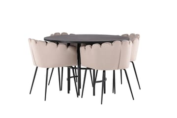 Copenhagen Matgrupp 115 cm Rund med 4 Limhamn stolar - Beige - Products - Möbler - Bord & matgrupp - Matgrupp