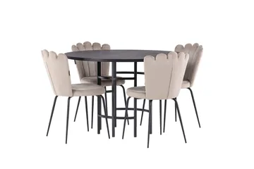 Copenhagen Matgrupp 115 cm Rund med 4 Limhamn stolar - Beige - Products - Möbler - Bord & matgrupp - Matgrupp